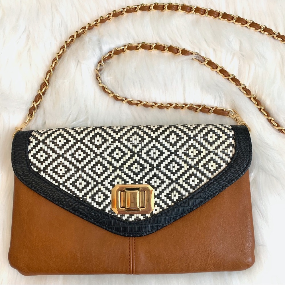 Aldo Brown Patterned Purse w/ Chain Strap